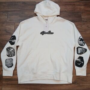 Nike Jordan Hoodie Mens 2XL XXL White 6 Rings Championship Pullover Sweatshirt